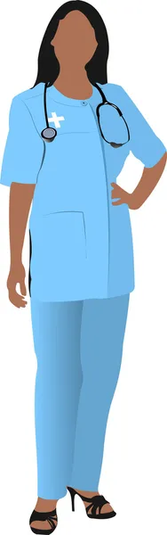 Enfermera con bata de médico blanco. Ilustración vectorial — Vector de stock