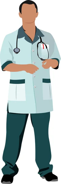 Enfermero con bata de médico blanco. Ilustración vectorial — Archivo Imágenes Vectoriales