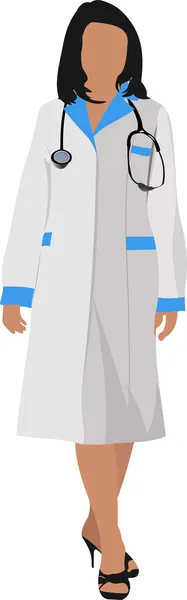 Infermiera con camice da dottore bianco. Illustrazione vettoriale — Vettoriale Stock