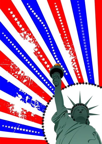 Cover für Broschüre mit US-Image, amerikanischer Flagge und Freiheitsstatue — Stockvektor