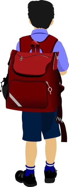 Little boy is going to school. Back to school. Vector illustrati — Stock Vector