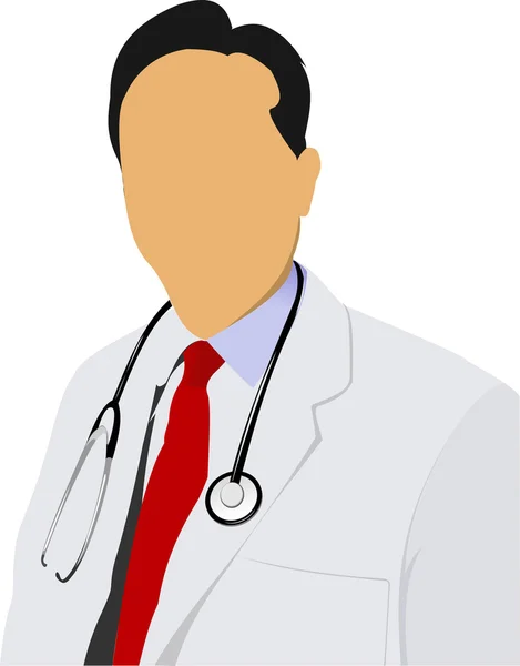 Arzt mit Stethoskop auf weißem Hintergrund. Vektorkrank — Stockvektor