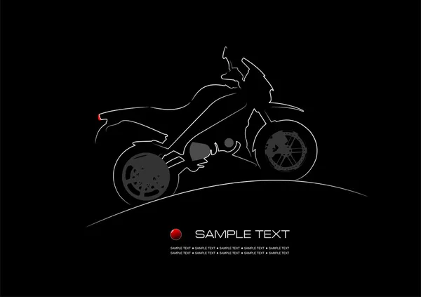 Silueta blanca de moto sobre fondo negro. Ilustración vectorial — Vector de stock