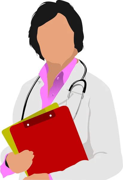 Medische arts met een stethoscoop op witte achtergrond. vector ziek — Stockvector