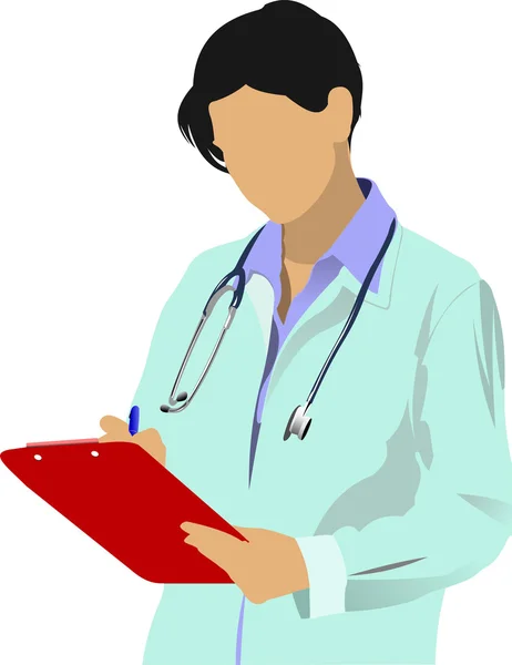 Arzt mit Stethoskop auf weißem Hintergrund. Vektorkrank — Stockvektor
