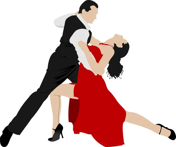 Parejas bailando un tango — Vector de stock