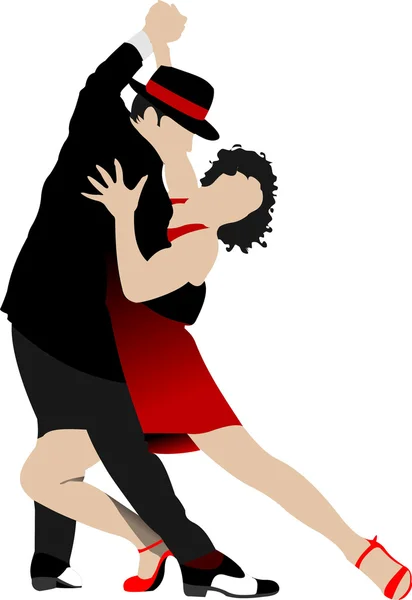 Couples dansant un tango — Image vectorielle