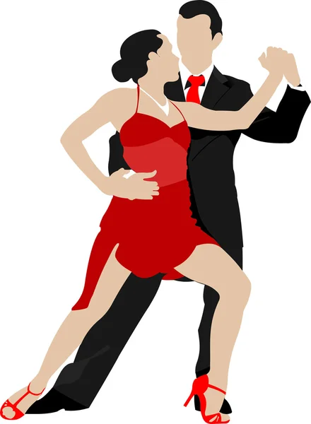 Coppie che ballano un tango — Vettoriale Stock