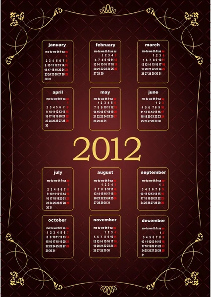 Ημερολόγιο 2012 με εικόνα λουλουδιού. Εικονογράφηση διανύσματος — Διανυσματικό Αρχείο