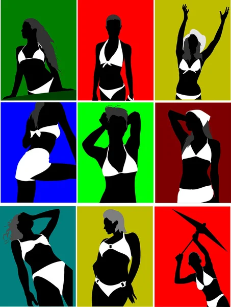 Donna in bikini. Illustrazione vettoriale — Vettoriale Stock