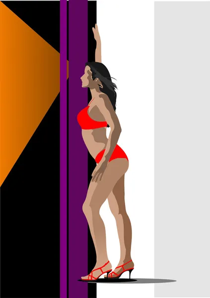 Een vrouw in bikini. Vectorillustratie — Stockvector