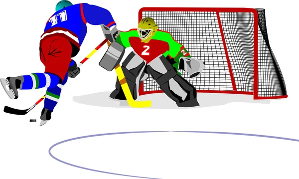 Παικτών χοκεϋ επί πάγου. χρωματιστά διανυσματικά εικονογράφηση για σχεδιαστές — Διανυσματικό Αρχείο