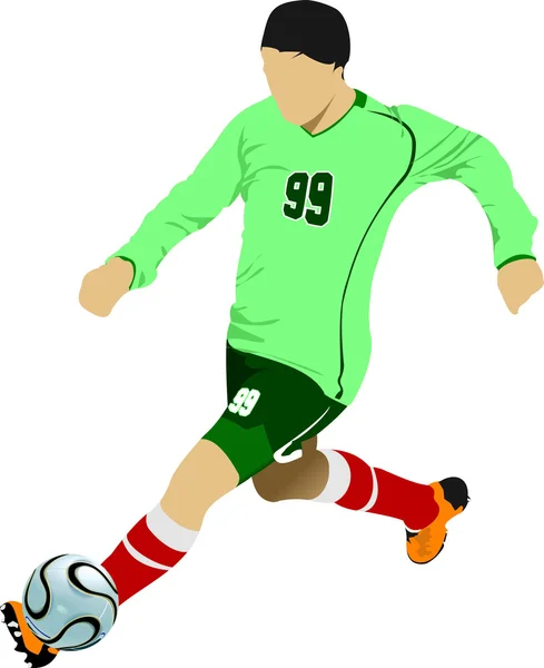 サッカー選手。デザイナーのためのカラーベクトルイラスト — ストックベクタ