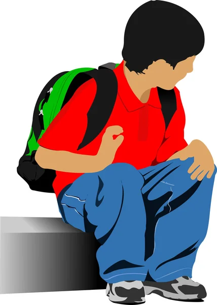 School boy is going to school. Back to school. Vector illustrati — Stock Vector