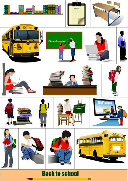 Back to school. Big set of School images. Vector — Stock Vector