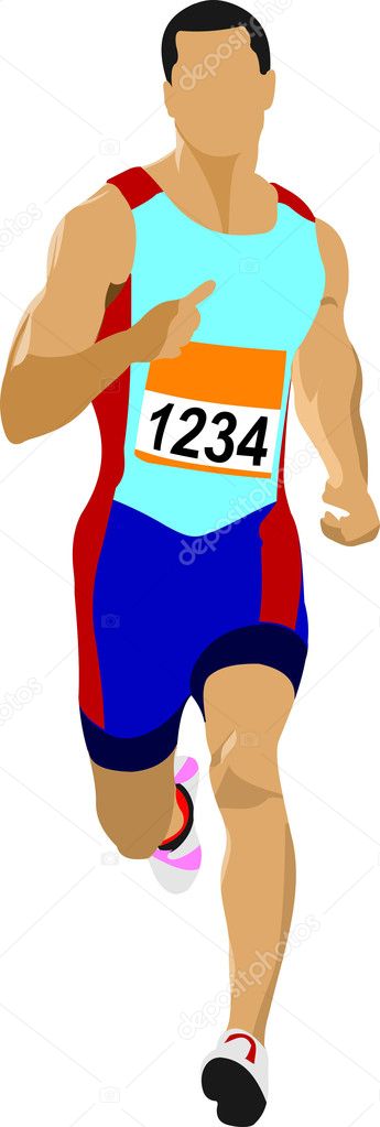 Long-distance runner. Short-distance runner. Vector illustration