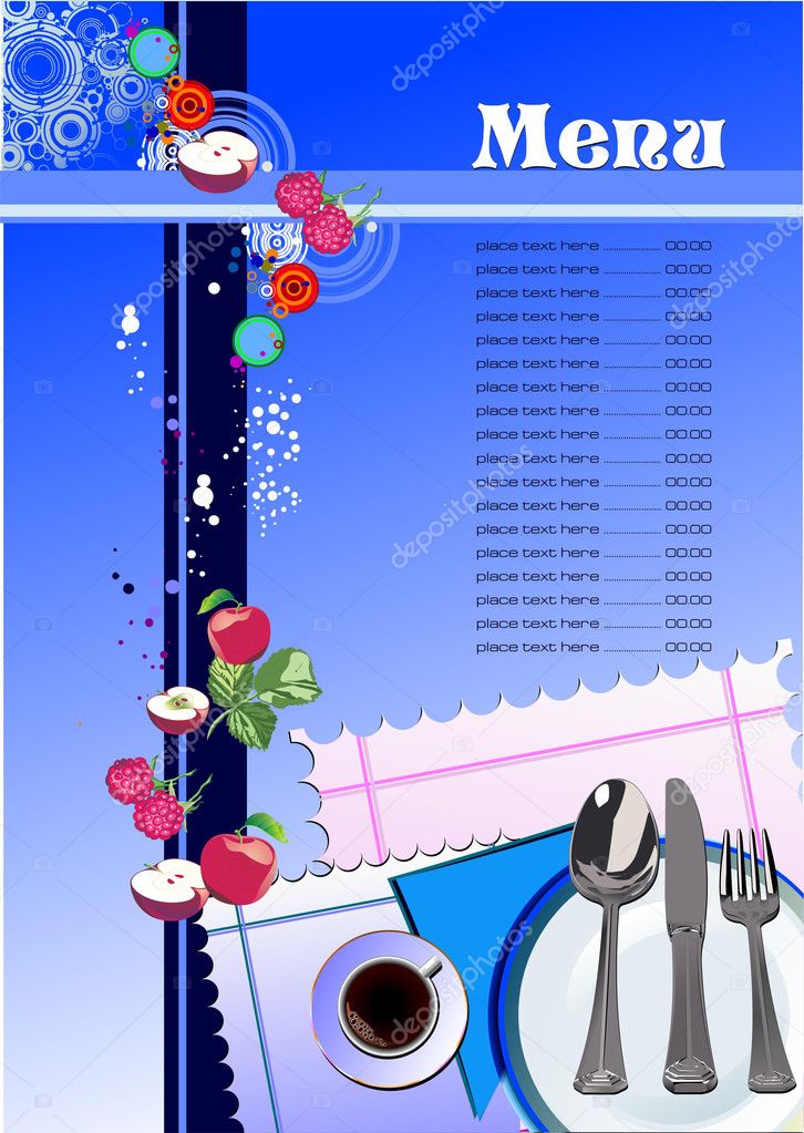 Restaurant (cafe) menu. Colored vector illustration for designer