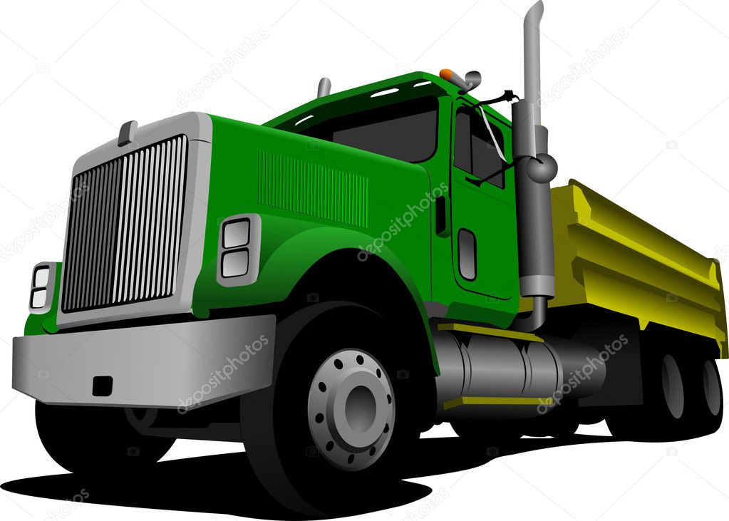 Green Tipper isolated on white background vector illustration