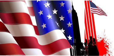 Cover for brochure with USA image and American flag clipart