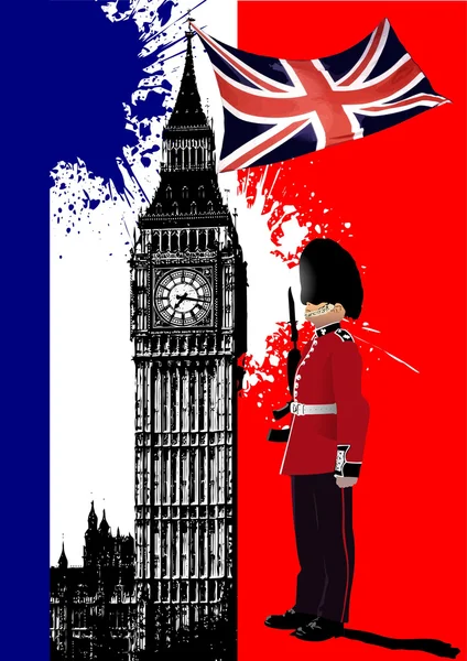 Couverture pour brochure avec l'image de l'Angleterre et drapeau britannique — Image vectorielle