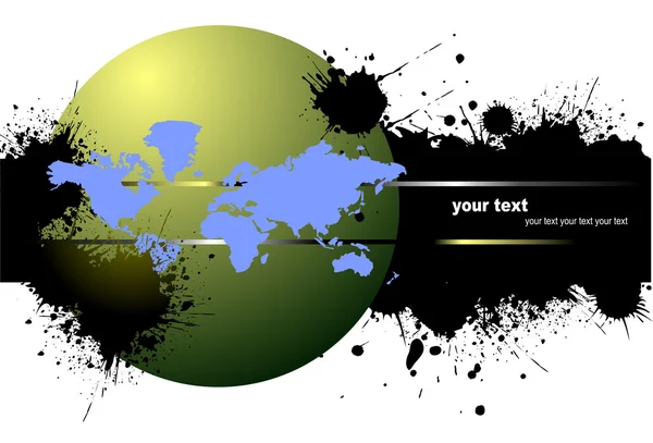 Banner Grunge blot con imagen de tierra. Ilustración vectorial — Vector de stock