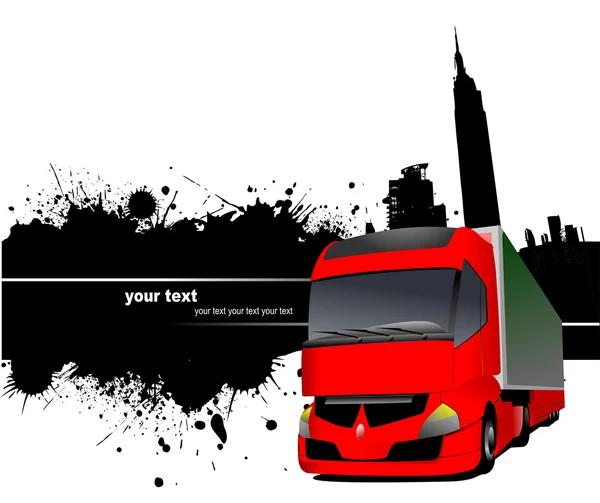 Grunge λεκέ πανό με εικόνες της πόλης και το φορτηγό. διάνυσμα illustrati — Διανυσματικό Αρχείο