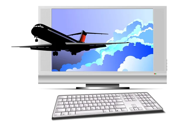 Abstract Display with plane image. Vector illustration — Stock Vector