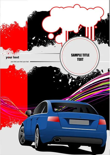 Copertina per brochure con immagini di auto. Illustrazione vettoriale — Vettoriale Stock