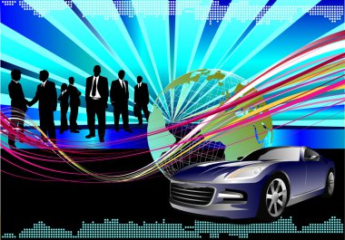 World business background with Earth and car images clipart