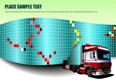 Ceramic tiles background with truck image clipart