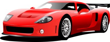 Red sport car on the road clipart