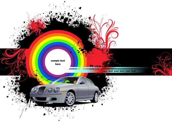 Grunge blot bannière avec l'image de la voiture — Image vectorielle