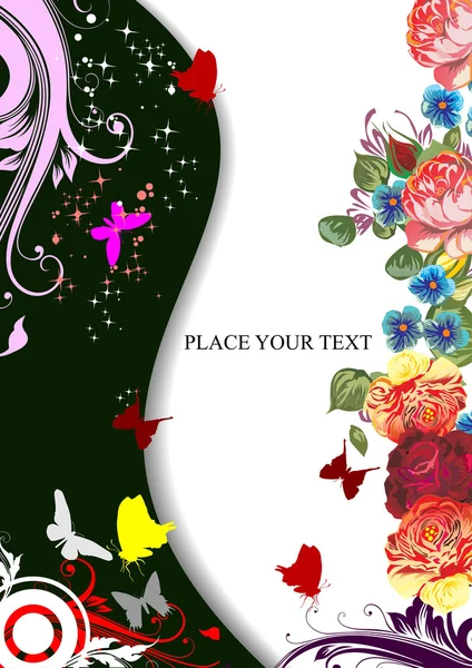 Fond printanier floral. Illustration vectorielle. Carte d'invitation — Image vectorielle