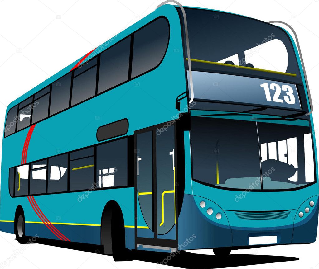 Blue tourist bus. Coach. Vector illustration