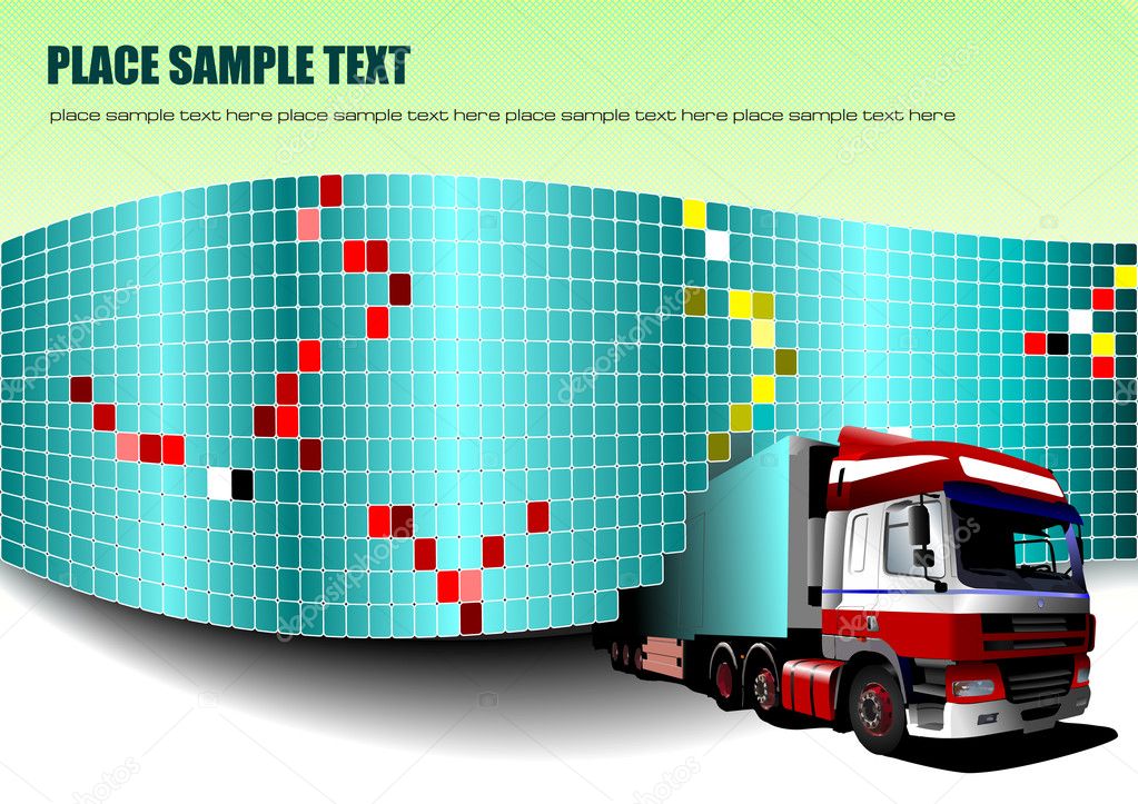 Ceramic tiles background with truck image