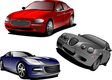 Three cars. Sedan. Vector illustration clipart