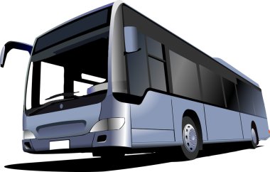 Blue Tourist bus. Coach. Vector illustration clipart