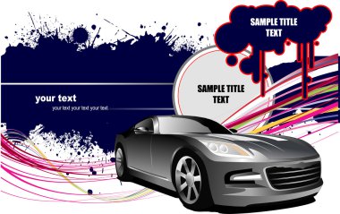 Grunge background with car images. Vector illustration clipart