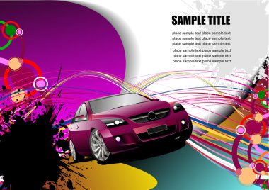 Abstract grunge composition with car image. Vector illustration clipart