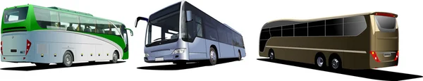 Three Tourist buses. Coach — Stock Vector