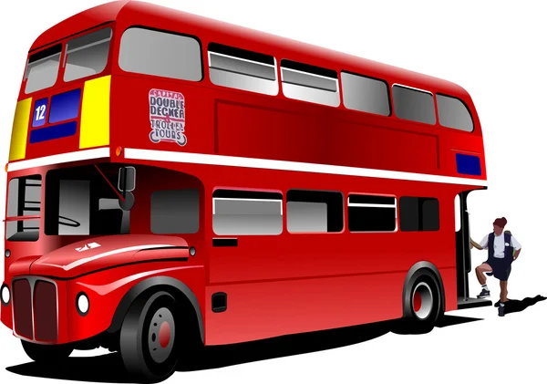 London Doppeldecker roter Bus. Vektorillustration — Stockvektor