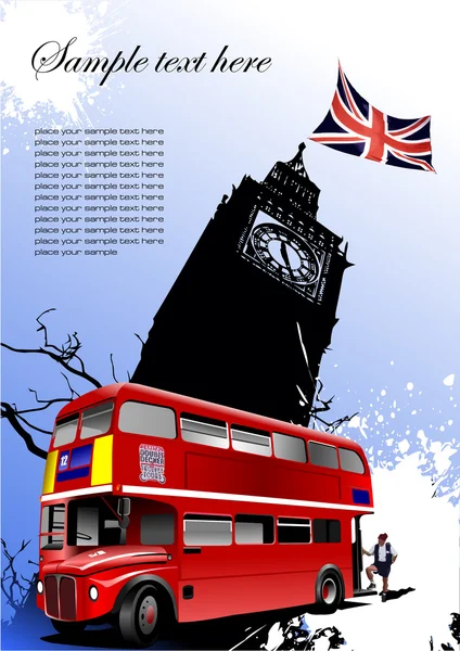 Copertina per brochure con immagini di Londra — Vettoriale Stock