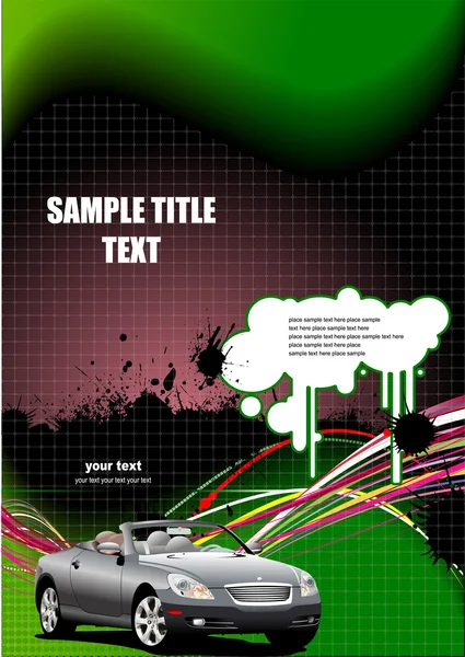 敞蓬车图像与黑色和绿色抽象背景 — 图库矢量图片