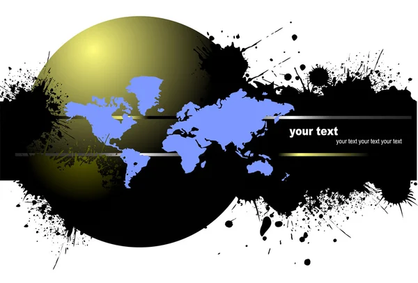 Grunge leke dünya görüntüsü ile banner — Stok Vektör