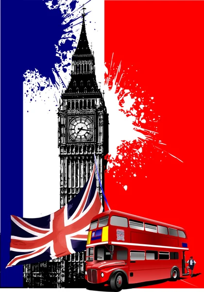 Couverture pour brochure avec des images de Londres — Image vectorielle