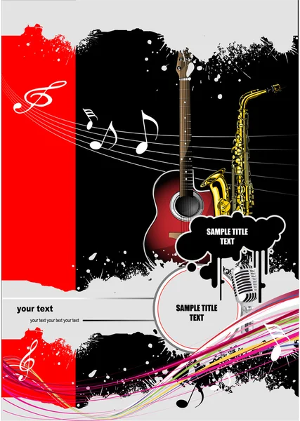 Cover for brochure with music images — Stok Vektör