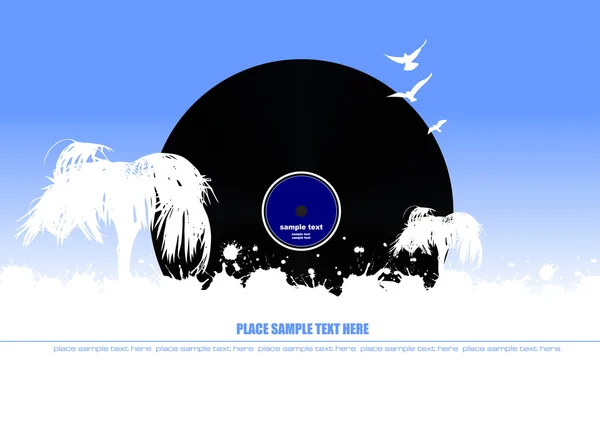 Retro hudební pozadí s vinyl disk image. vektorový illustrat — Stockový vektor