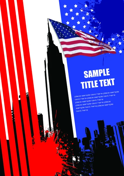 Okładka do broszury z wizerunkiem USA i flagą amerykańską — Wektor stockowy