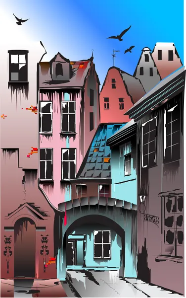 Ville européenne médiévale — Image vectorielle