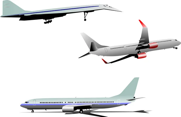 Üç uçak silhouettes — Stok Vektör
